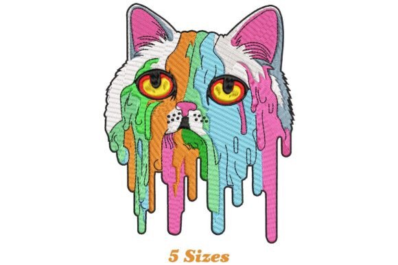 Review: Colorful Melting Cat Embroidery Design