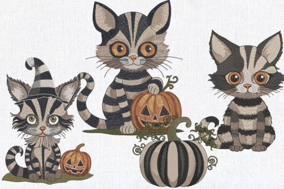 Set of 4 Striped Halloween Gothic Cat Review